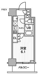 京急本線 北品川駅 徒歩9分の賃貸マンション 3階1Kの間取り