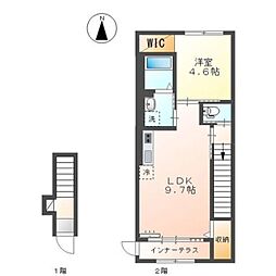 ニュークラリス 2階1LDKの間取り
