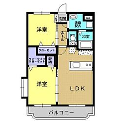 サニーコート風花 2LDKの間取図画像