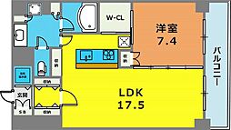 レジディア神戸磯上 14階1LDKの間取り