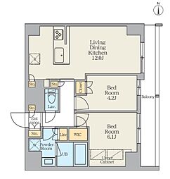 クレストコート東日暮里 2LDKの間取図画像