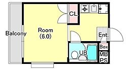ロワール成瀬 4階1Kの間取り