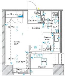 ザ・タワー芝浦 3階ワンルームの間取り