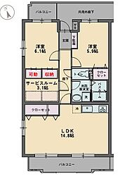 サンパティーク　香貫 2階2SLDKの間取り