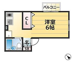 リオマール壱番館 1階1Kの間取り