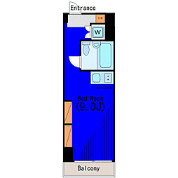 都営新宿線 馬喰横山駅 徒歩4分の賃貸マンション 6階ワンルームの間取り