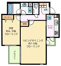 コート東北沢 1階1LDKの間取り
