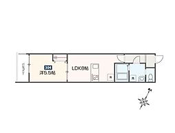 JR青梅線 福生駅 徒歩13分の賃貸アパート 3階1LDKの間取り