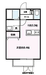 ハイブリッチ(愛甲4)0 ワンルームの間取図画像