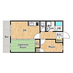 MIKI RESIDENCE 2階2DKの間取り