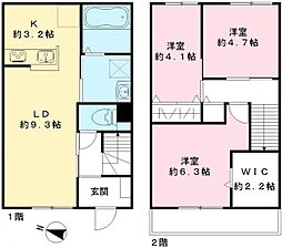 クロシェット 3LDKの間取図画像