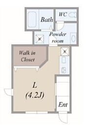 HOUSE O 1階ワンルームの間取り