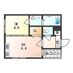 ラ・ポーズSK 1階1DKの間取り