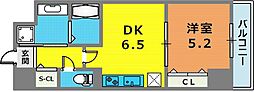 フォレ・リビエール磯辺通 1DKの間取図画像