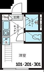 WaterBAY夏目坂 ワンルームの間取図画像