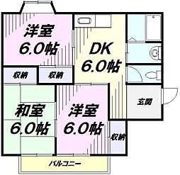 ヘルシーシャトー 2階3DKの間取り