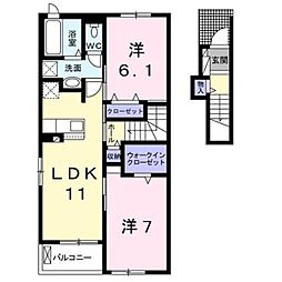 ウエスト パーク 2階2LDKの間取り