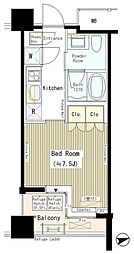 六本木エムケイアートレジデンス 1Kの間取図画像