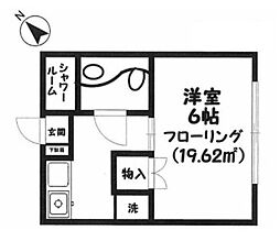 JR山手線 大崎駅 徒歩9分の賃貸マンション 2階1Kの間取り
