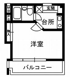 アネックス国領 2階1Kの間取り