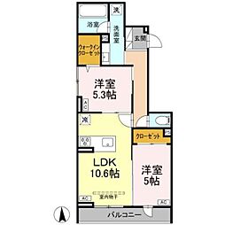 グランドゥール・ショコラ 2LDKの間取図画像