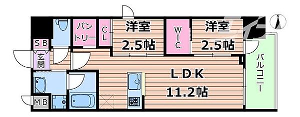 セレニテフラン梅田 ｜大阪府大阪市北区西天満６丁目(賃貸マンション2LDK・9階・41.71㎡)の写真 その7