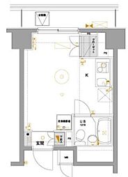 テラッサ・エスト ワンルームの間取図画像