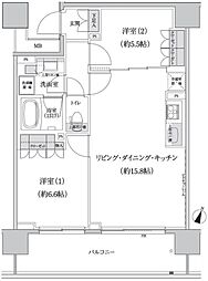 パークハビオ渋谷本町レジデンス 2LDKの間取図画像