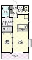 ソラーナ 2階1LDKの間取り