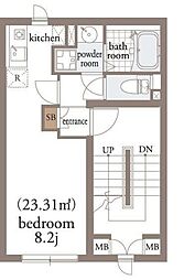 JR中央線 三鷹駅 徒歩6分の賃貸マンション 3階1Kの間取り