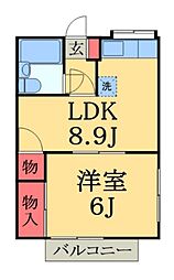 プラザドゥサン 1LDKの間取図画像