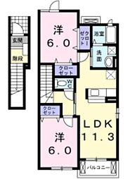 ヴィサージ 2階2LDKの間取り