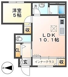 リヴィエール・アンブレ 1LDKの間取図画像