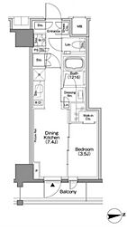 ザ・パークハビオSOHO新宿御苑 1DKの間取図画像