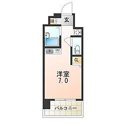 阪神なんば線 千鳥橋駅 徒歩12分の賃貸マンション 4階ワンルームの間取り
