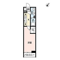 仮)古淵アパート計画A棟 1Kの間取図画像