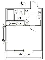 ハイム白樺 1階1Kの間取り