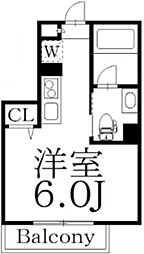 ワクラス中野 1階ワンルームの間取り