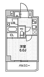 コンシェリア新橋 6階1Kの間取り