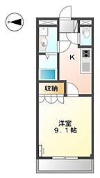 JR阪和線 紀伊駅 徒歩24分の賃貸アパート 1階1Kの間取り