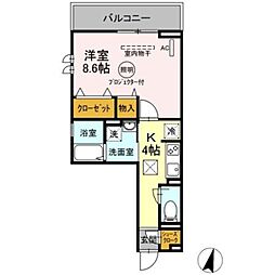 セジュールアオバボヌール 1Kの間取図画像
