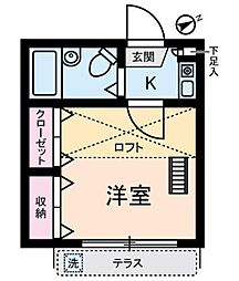 セントラル蒲田 1階1Kの間取り