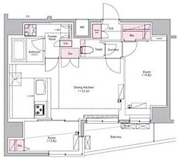JR山手線 田端駅 徒歩10分の賃貸マンション 13階2LDKの間取り