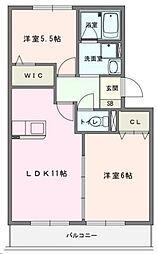 エクレールB 3階2LDKの間取り