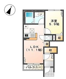 JR紀勢本線 黒江駅 徒歩32分の賃貸アパート 1階1LDKの間取り