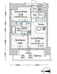 Ｔｏｔｓｕ Ｒｅｓｉｄｅｎｃｅ Ｋａｍｉｎａｒｉｍｏｎ 3階1SLDKの間取り