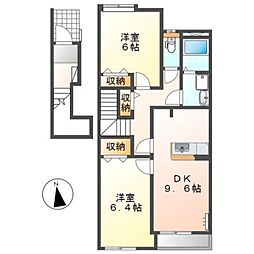 シエルエトワール 2DKの間取図画像