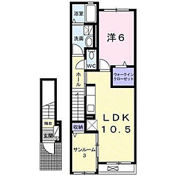 ガーデンフォレスト 2階1LDKの間取り