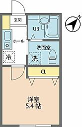 カインドネス古淵 1階1Kの間取り