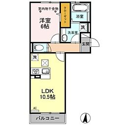 ロイジェントパークス レイクタウンIII I 1階1LDKの間取り